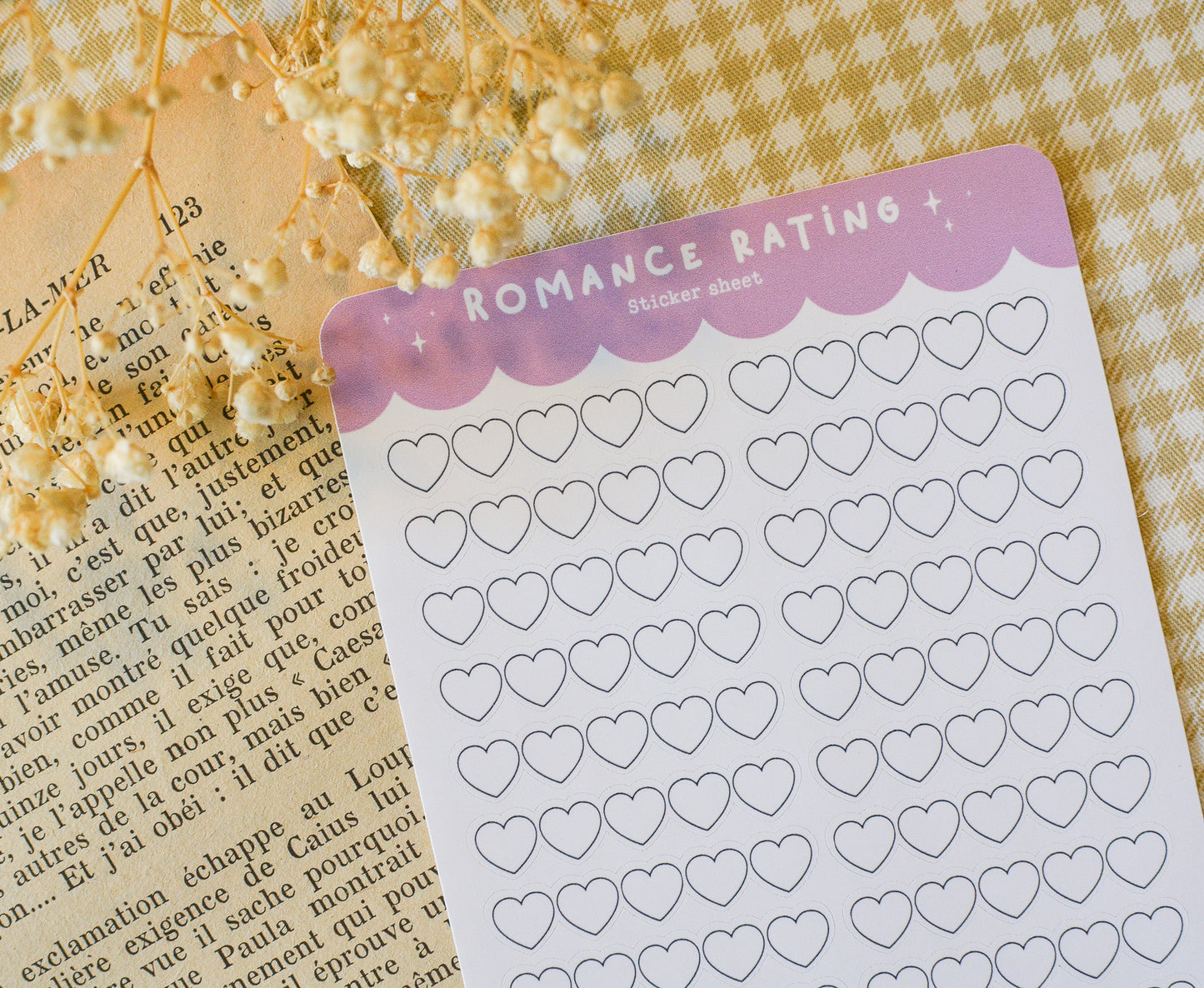 Romance rating sticker sheet