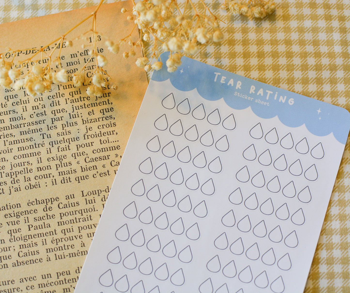 Tear rating sticker sheet