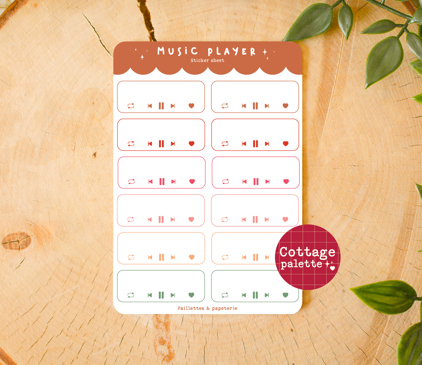 Sheet of music player stickers